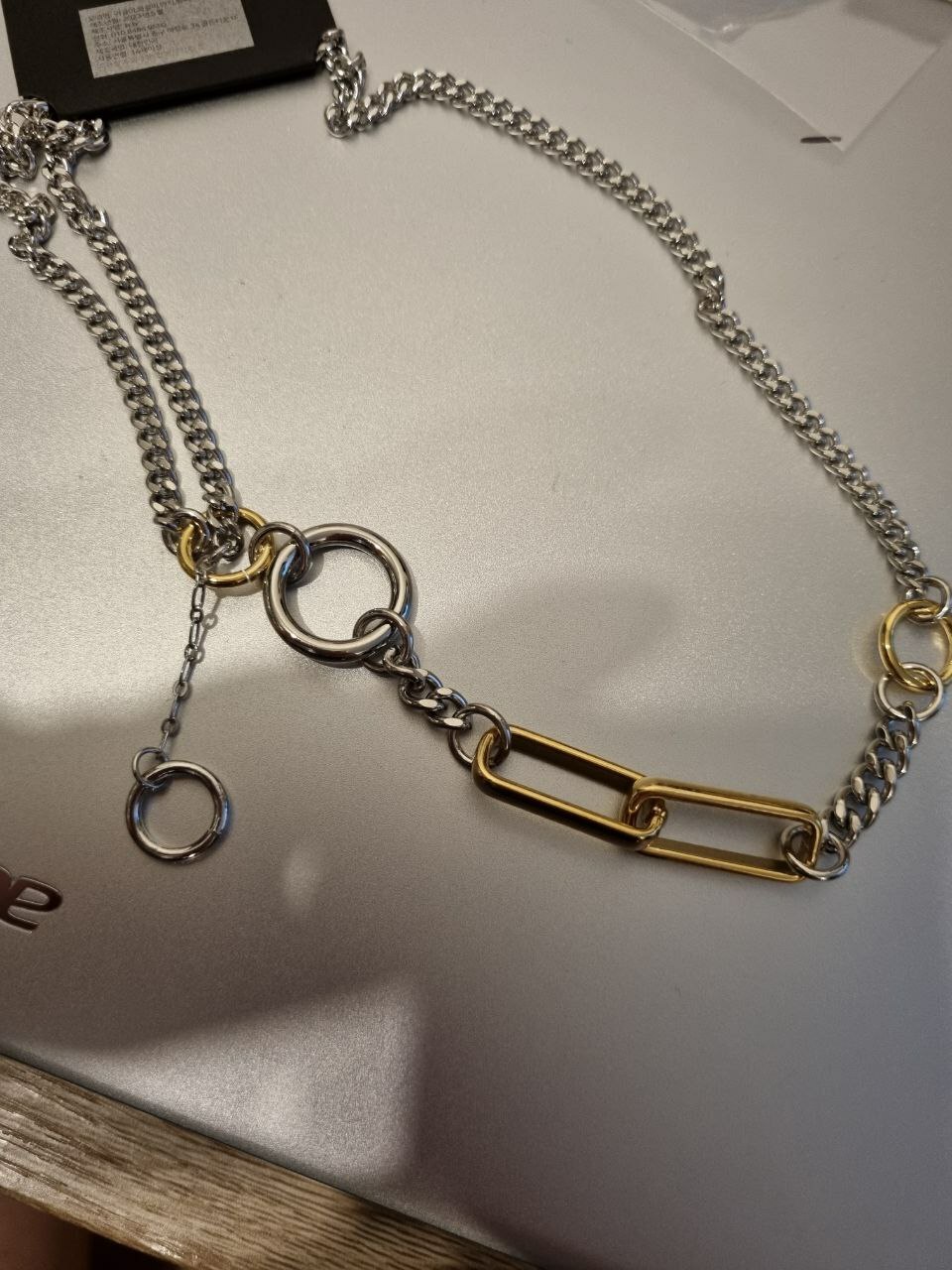 [S] NYU.NYU ABSTRACT CHAIN NECKLACE,SILVER, SNN169 (SNN169)