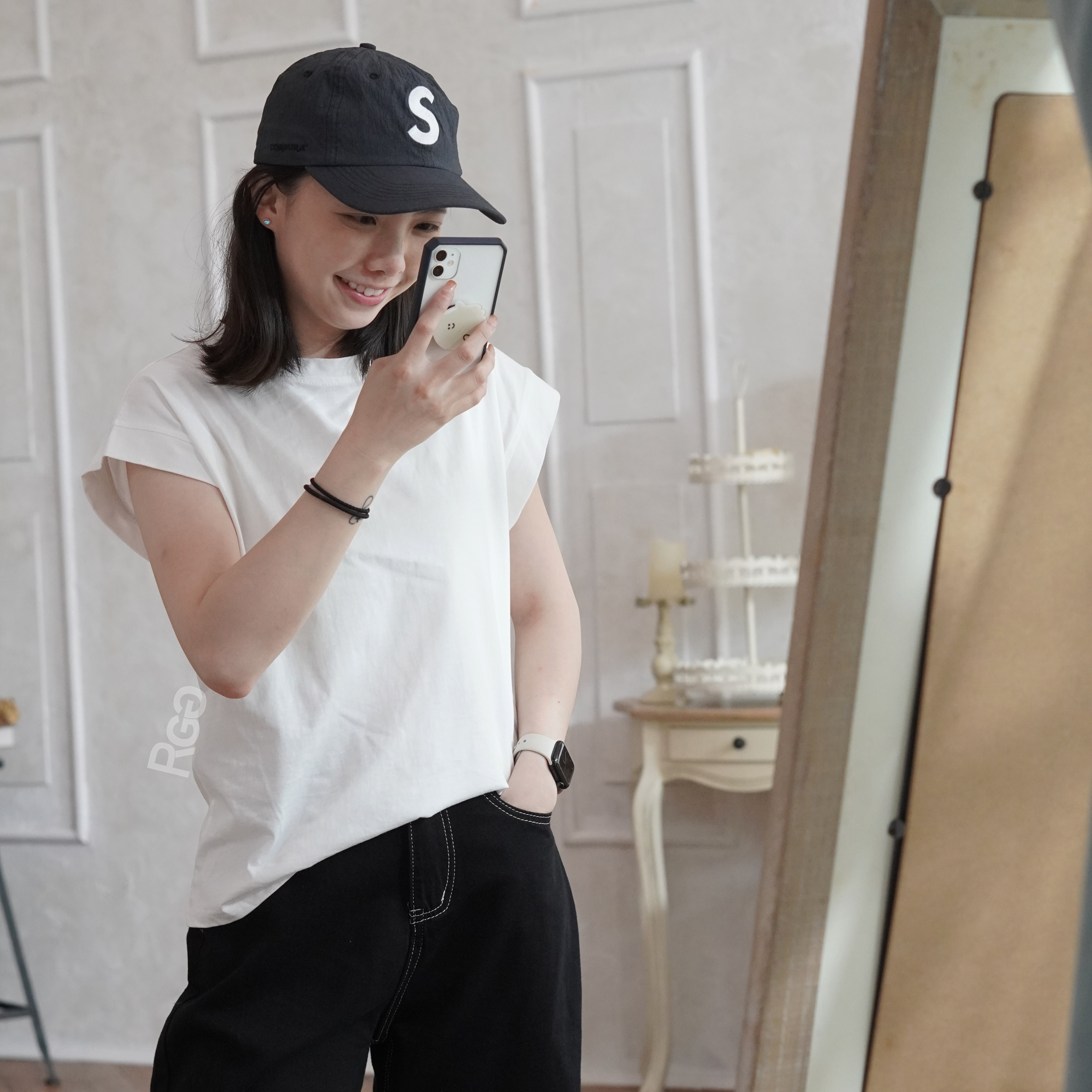 #3311 半袖袖摺短T