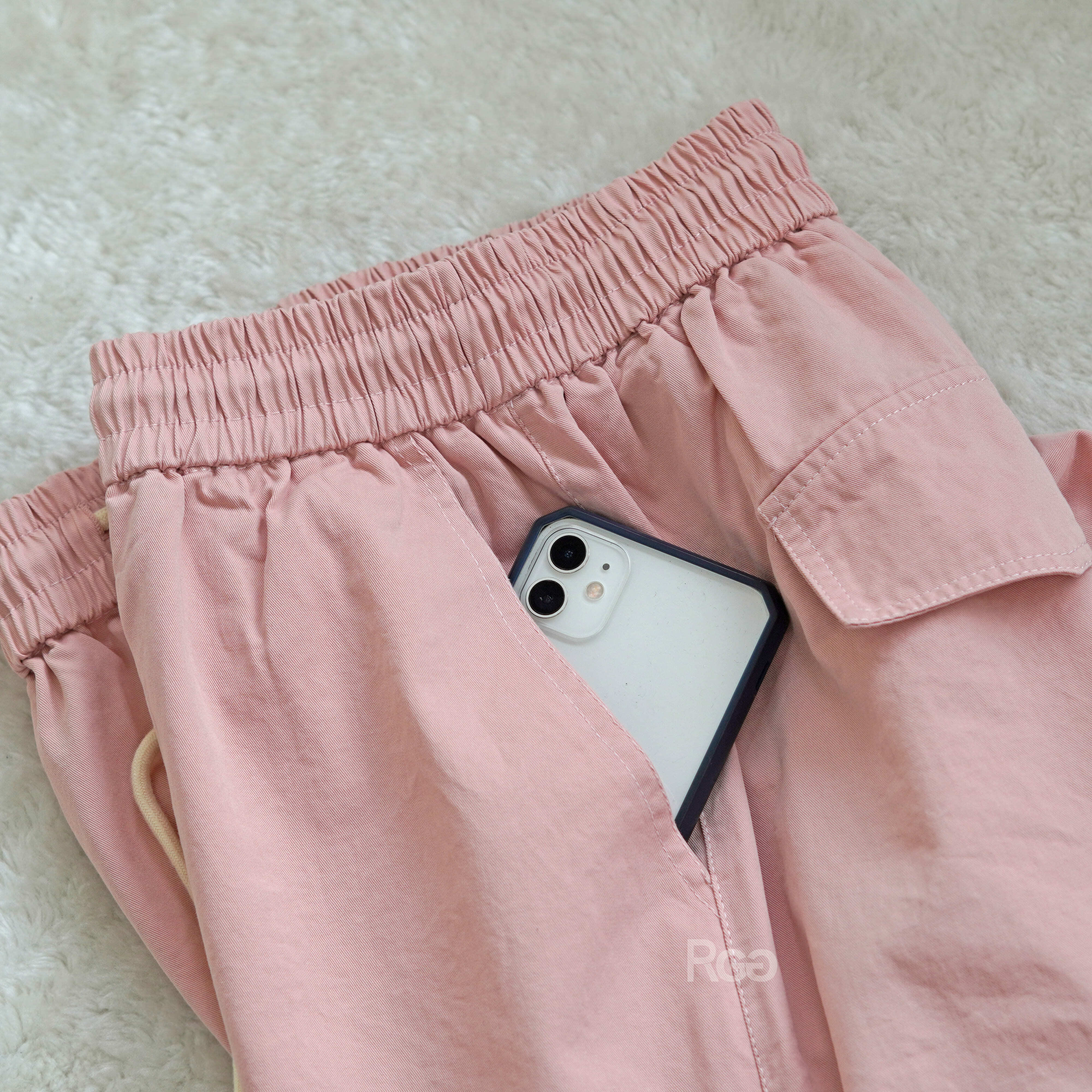 抽繩水洗四分短褲口袋商品照