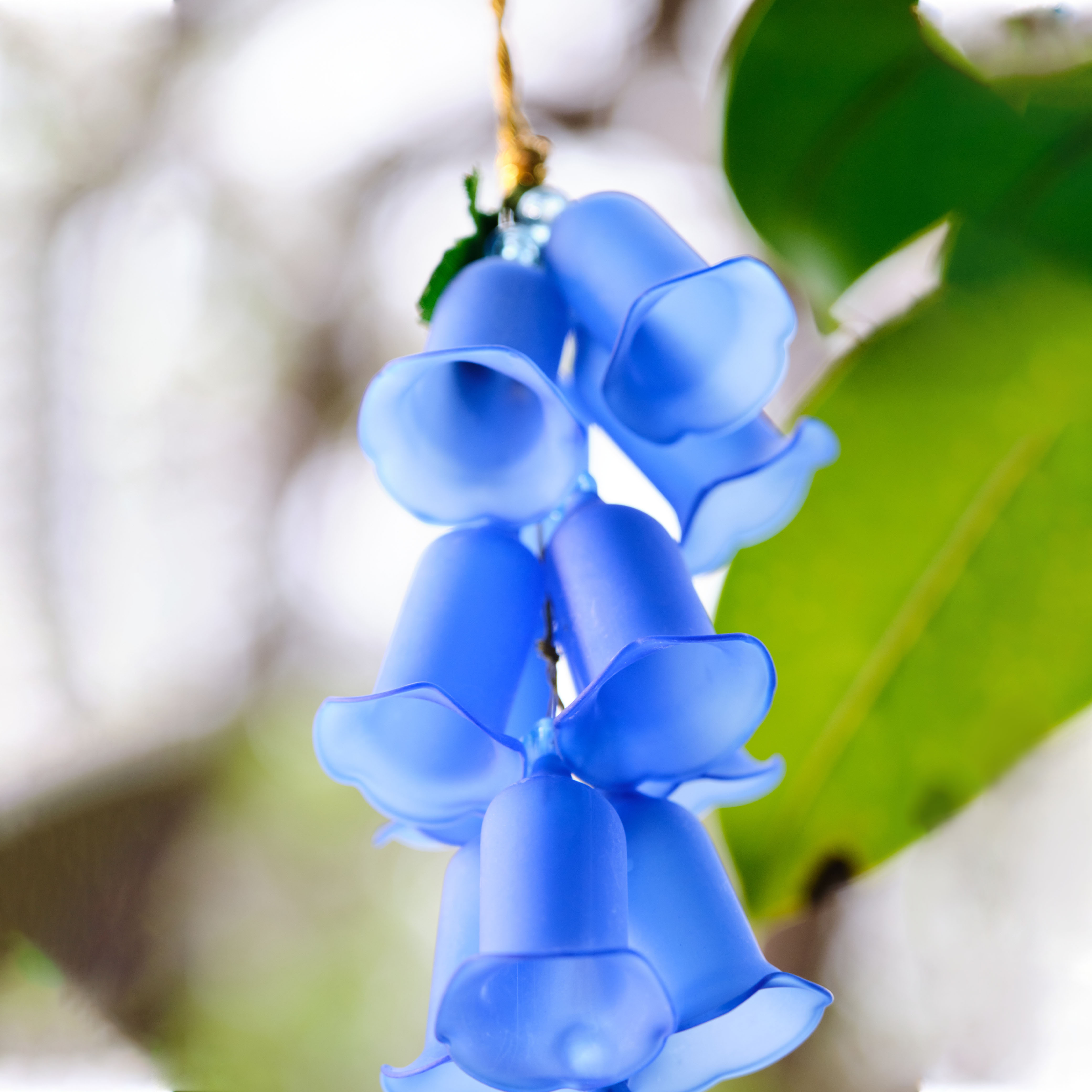 夏藍花鈴 藍色花朵玻璃風鈴