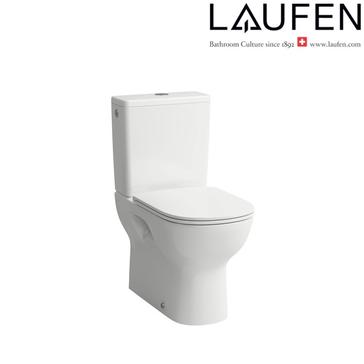 Laufen "Lua" 8.2408.1.000.231.1 + 8.2708.3.000.973.1 + 8.9108.3.000.000.1 Rimless Water Closet w/ Soft Closing Cover (Bottom Left inlet)