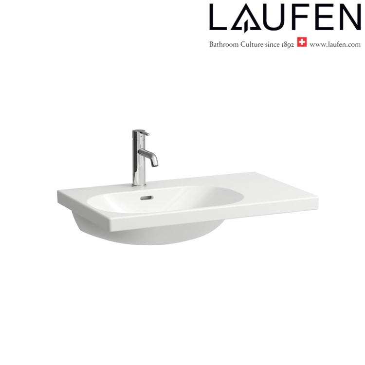 Laufen "Lua" 8.1708.6.000.104.1 + 8.9988.2.000.000.1 Wallhung washbasin, shelf right, with 1 tap hole & overflow