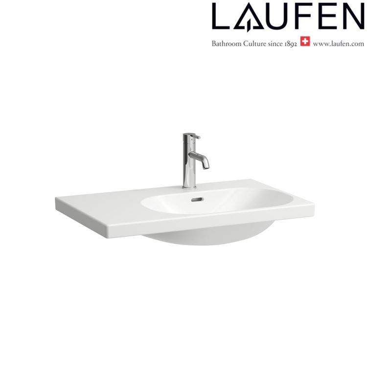 Laufen "Lua" 8.1708.5.000.104.1 + 8.9988.2.000.000.1 Wallhung washbasin, shelf left, with 1 tap hole & overflow