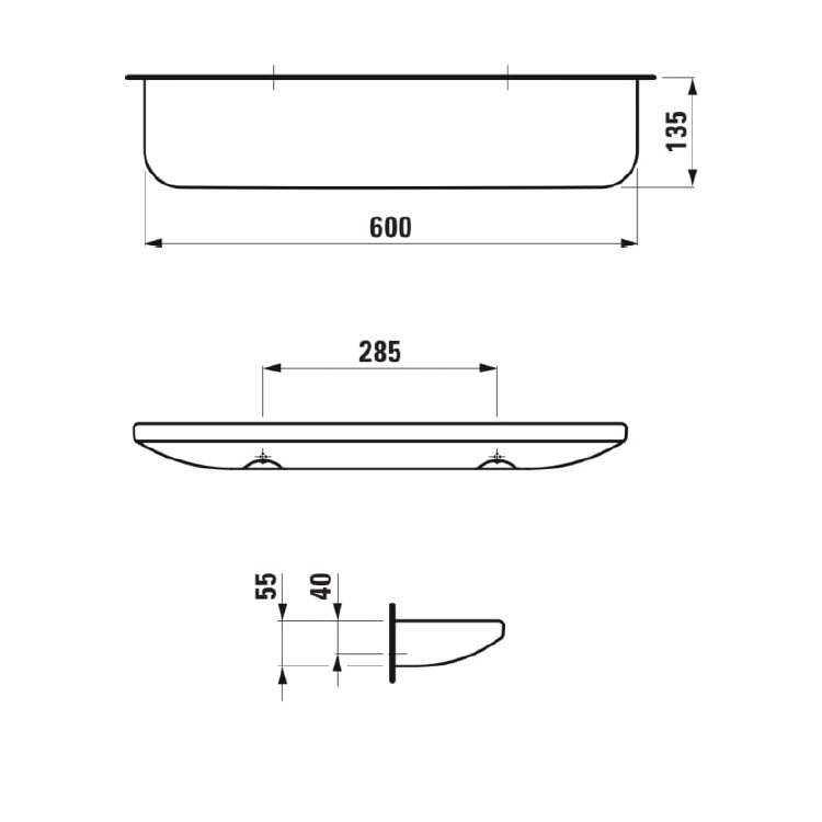Laufen "Lua" 8.7008.2.000.000.1 Ceramic Shelf 600mm