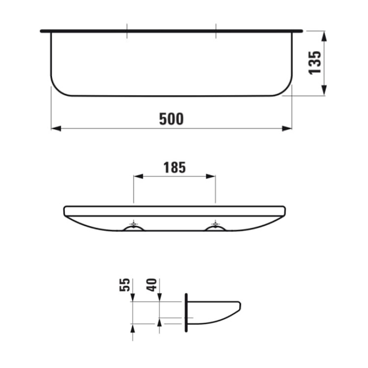 Laufen "Lua" 8.7008.1.000.000.1 Ceramic Shelf 500mm