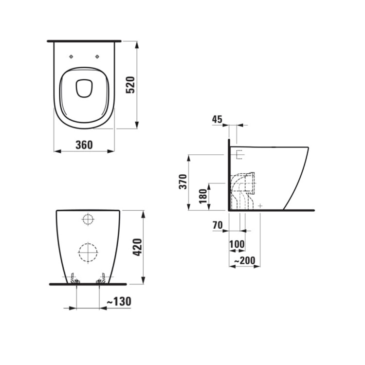 Laufen "Lua" 8.2308.1.000.000.1 + 8.9108.3.000.000.1 Rimless Floorstanding Toilet w/ Soft Closing Cover