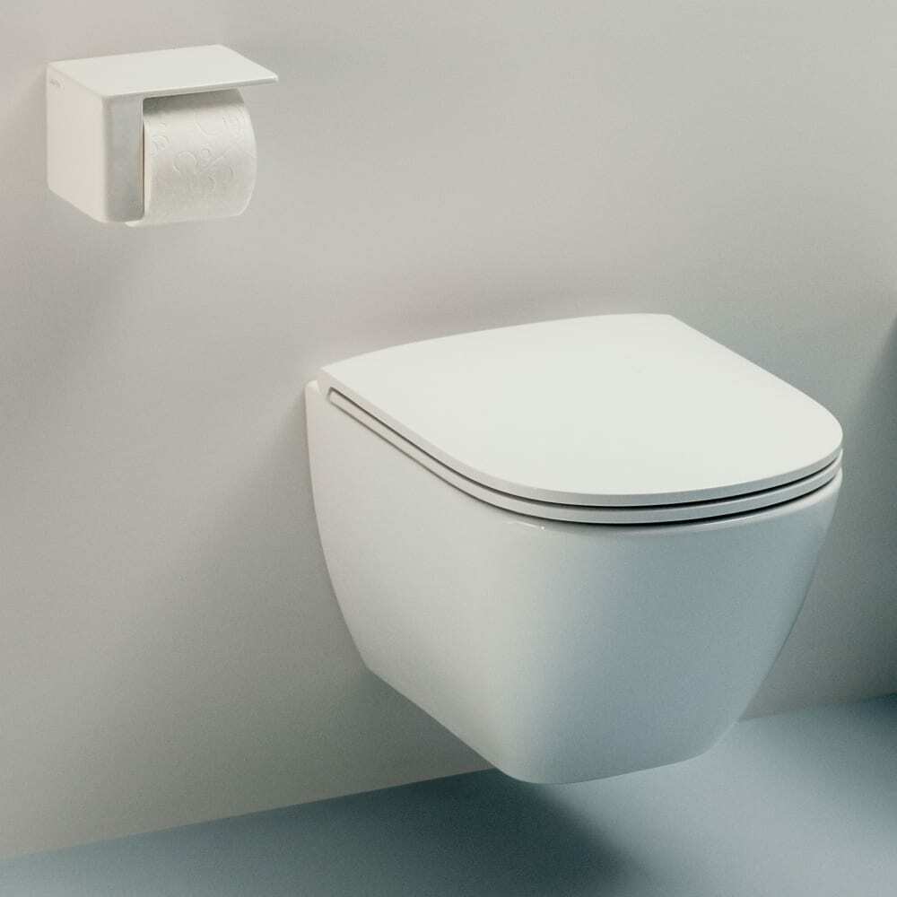 Laufen "Lua" 8.2008.0.000.000.1 + 8.9108.3.000.000.1 Rimless Wallhung Toilet w/ Soft Closing Cover
