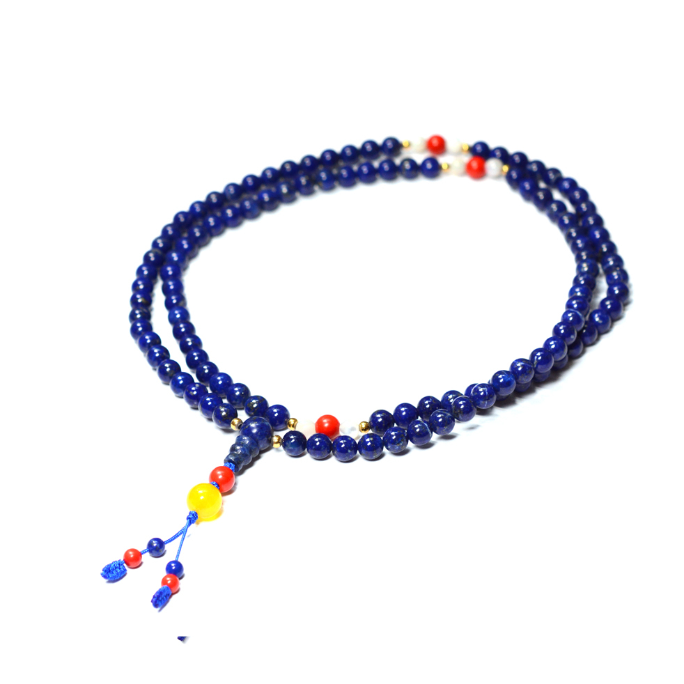 6mm 青金石手串 (108顆) (配：925銀珠、小貝殼珠、朱砂、黃玉髓珠)