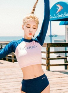 <現貨>韓國品牌BARREL防曬衣 粉&深藍配色短版上衣