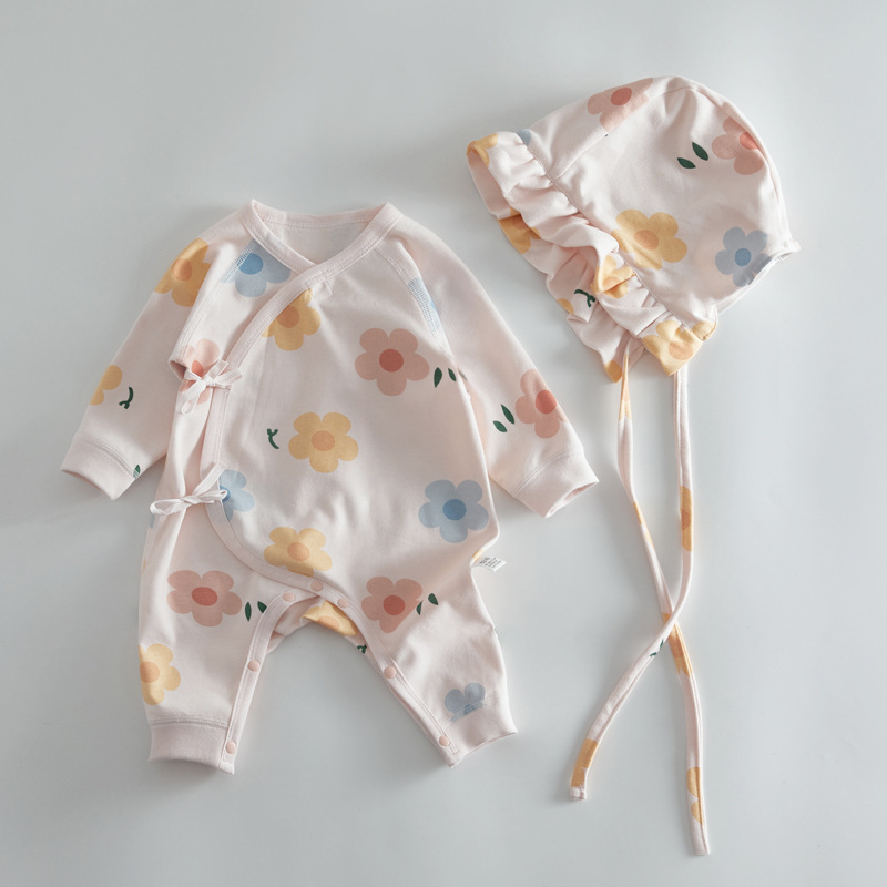 L40PK_SS22_C🌸🌼淺粉紅色花花s長袖綁帶夾衣連帽