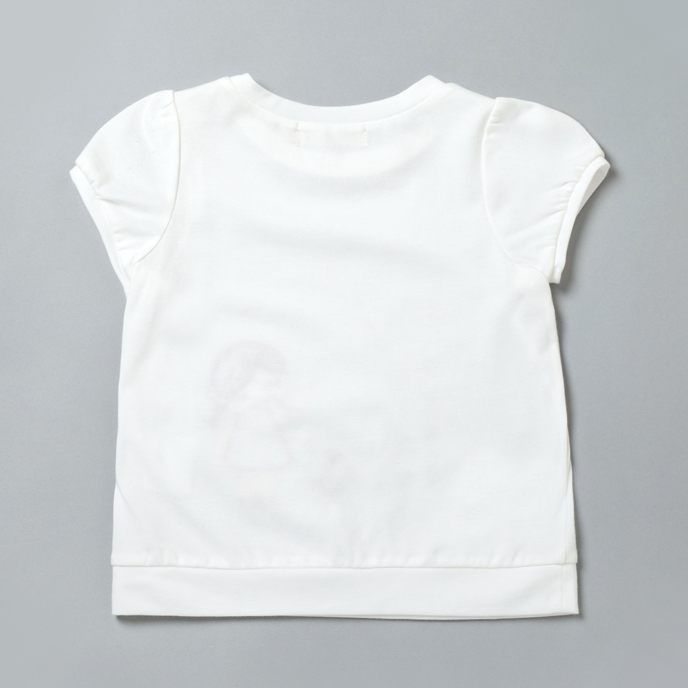 PIPPY可愛小女孩圖案彈性棉上衣 白