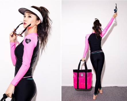 韓國品牌BARREL防曬衣 粉黑配色上衣