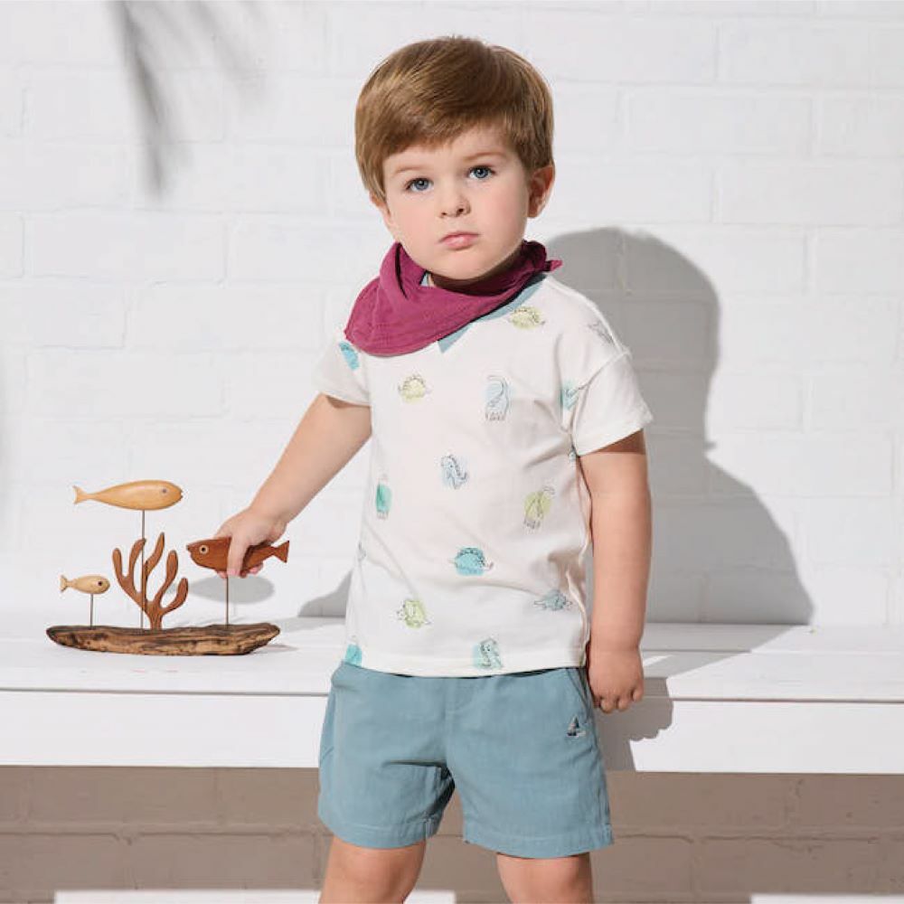 PIPPY 恐龍印花彈性棉圓領上衣 綠