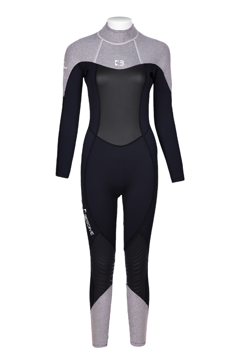 ▲現貨 Bestdive 女款 5mm 棉彩系列 連身防寒衣 (沉穩灰+經典黑)