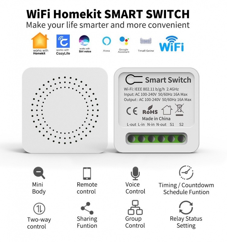 Apple HomeKit 16A WiFi 智能斷路器(SWITCH)