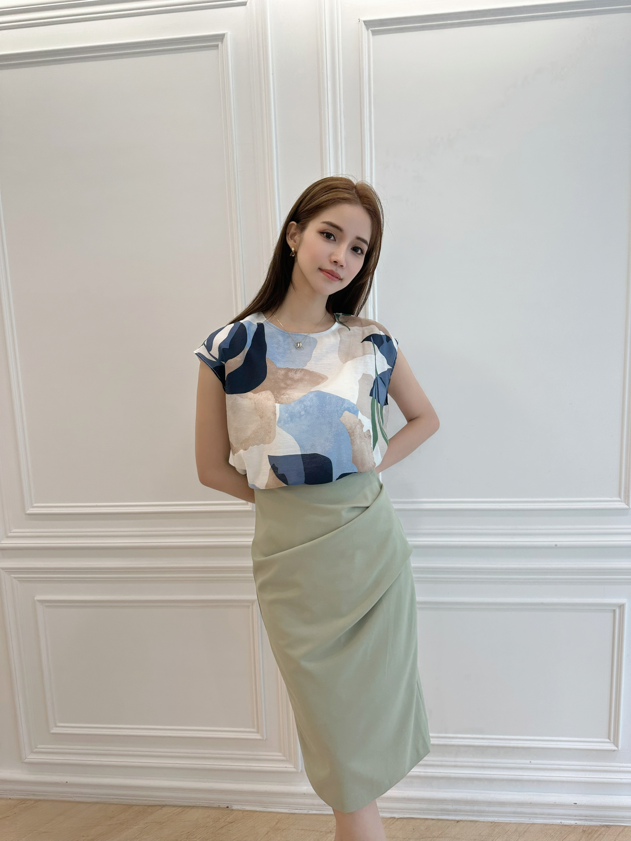 色塊暈染半袖上衣