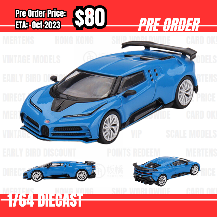 PO-$80 * Mini GT * 1:64 #586 Bugatti Centodieci Blu Bugatti LHD [OD19/06]