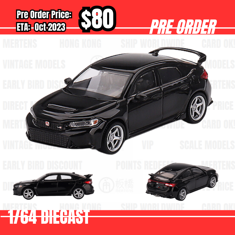 PO-$80 * Mini GT * 1:64 #585 Honda Civic Type R Crystal Black Pearl 2023 W/ Advan GT Wheel RHD [OD19/06]