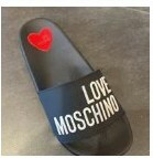 [S] LOVE MOSCHINO GOMMA HEART PRINT SLIDES,BLACK, JA8052G1CI14000 (SLM150)