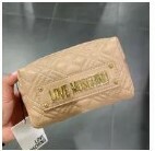[S] LOVE MOSCHINO LOGO METAL QUILTED MAKE-UP POUCH,BEIGE, 8054400226418 (SLM156)