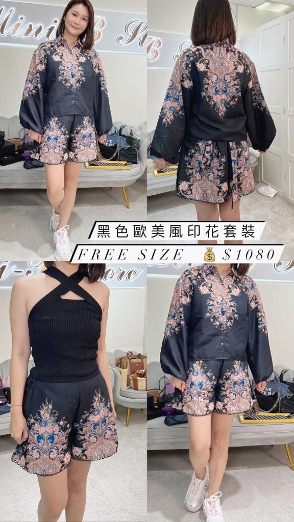 Vanessa Scott 黑色歐美印花套裝 491181 - M