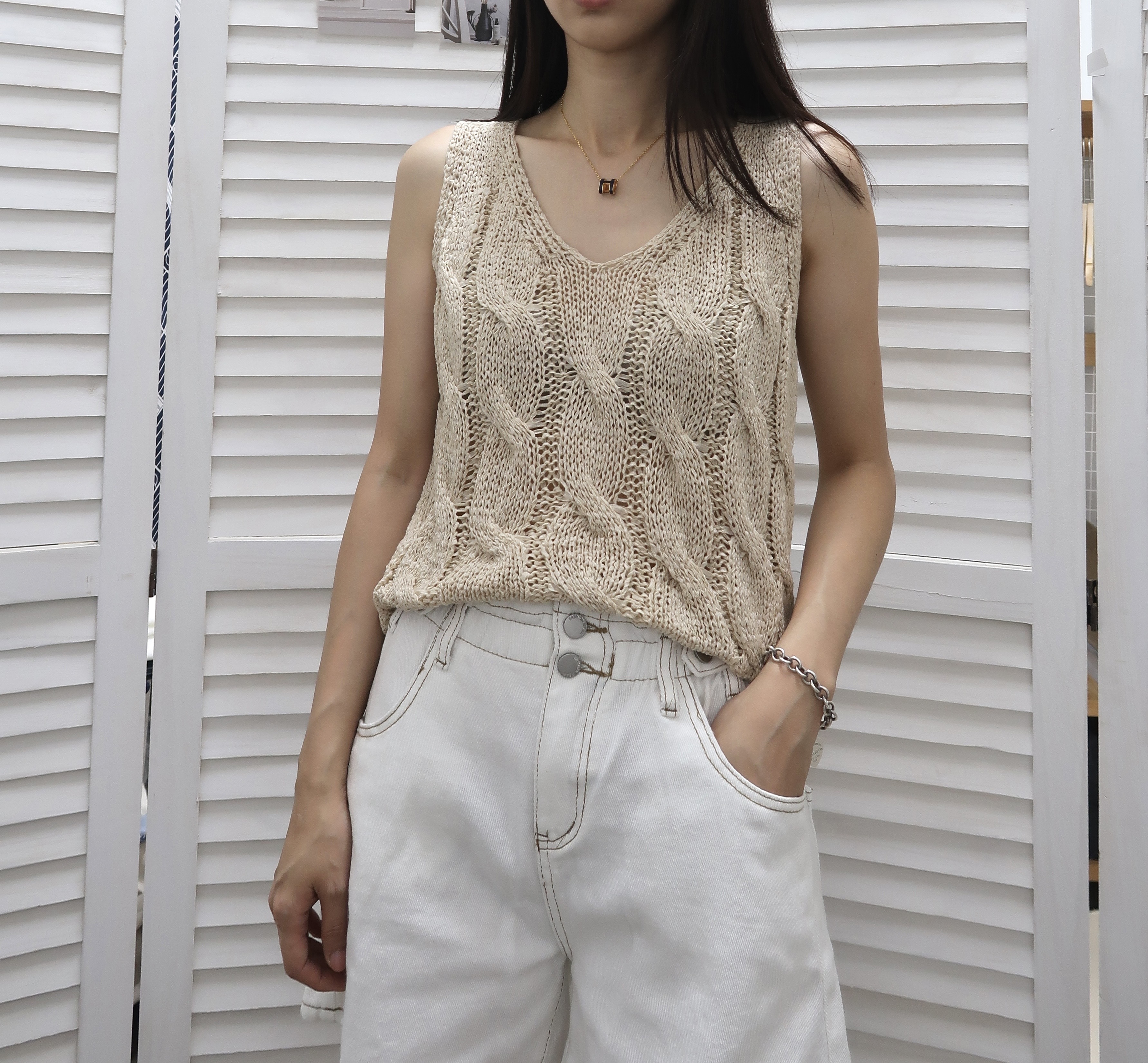 【 現貨 】波浪紋布織背心