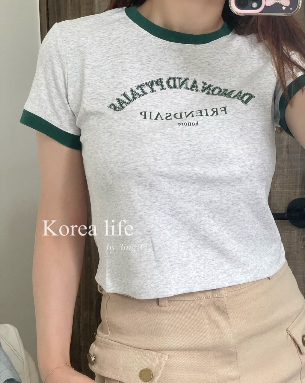 韓國連線-撞色棉T