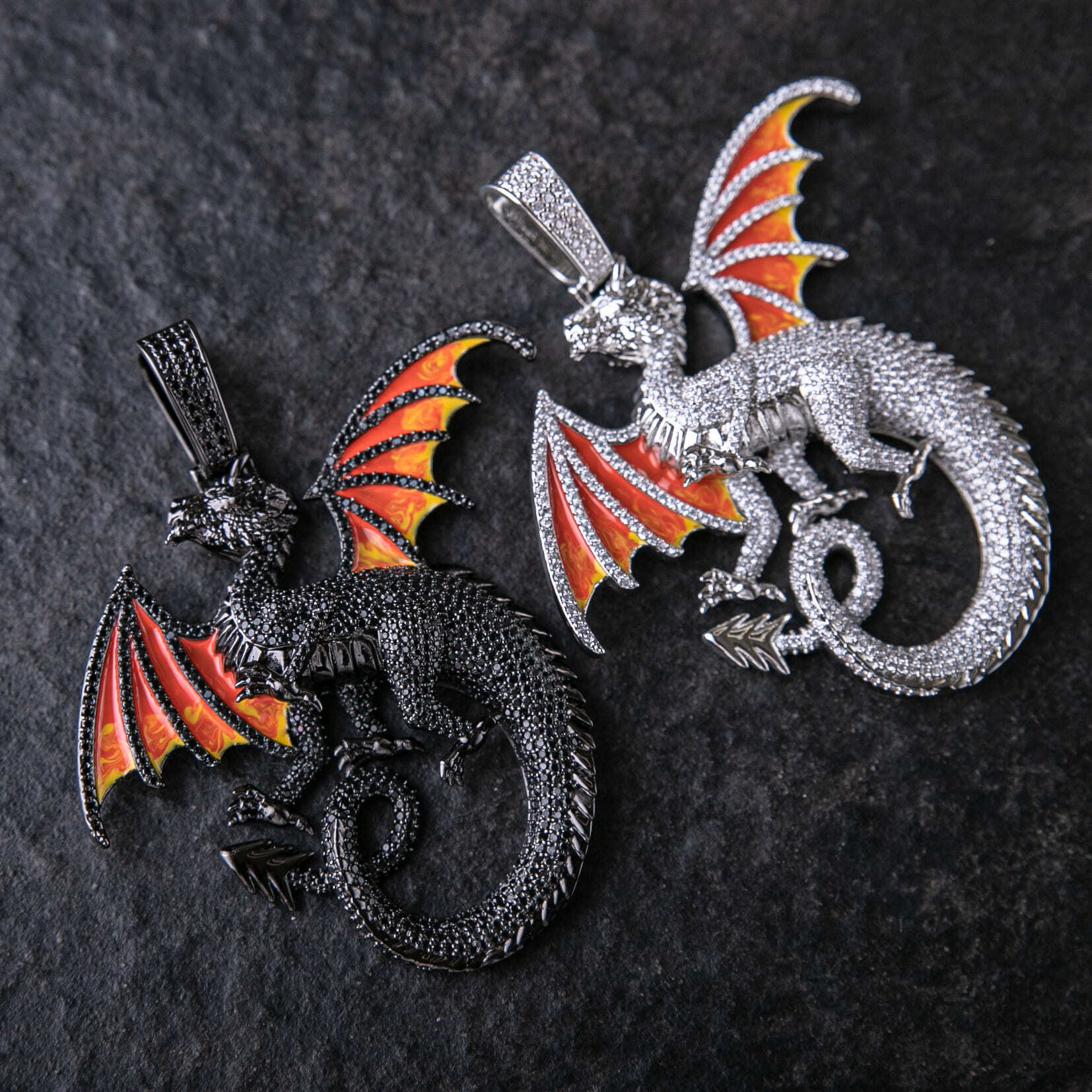 滿鑲珐瑯飛龍墜飾