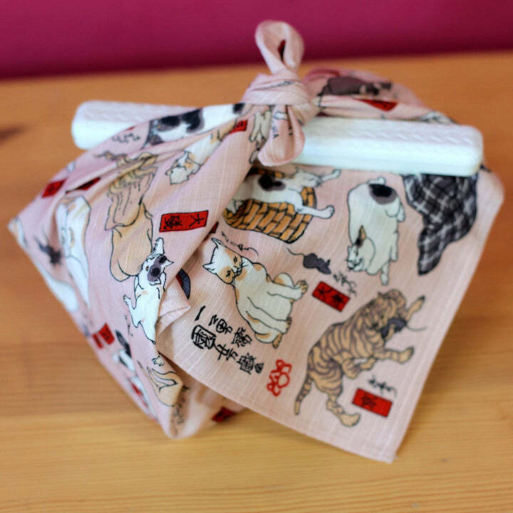 貓之東海道五十三次 48mm茶巾 風呂敷｜日本浮世繪系列