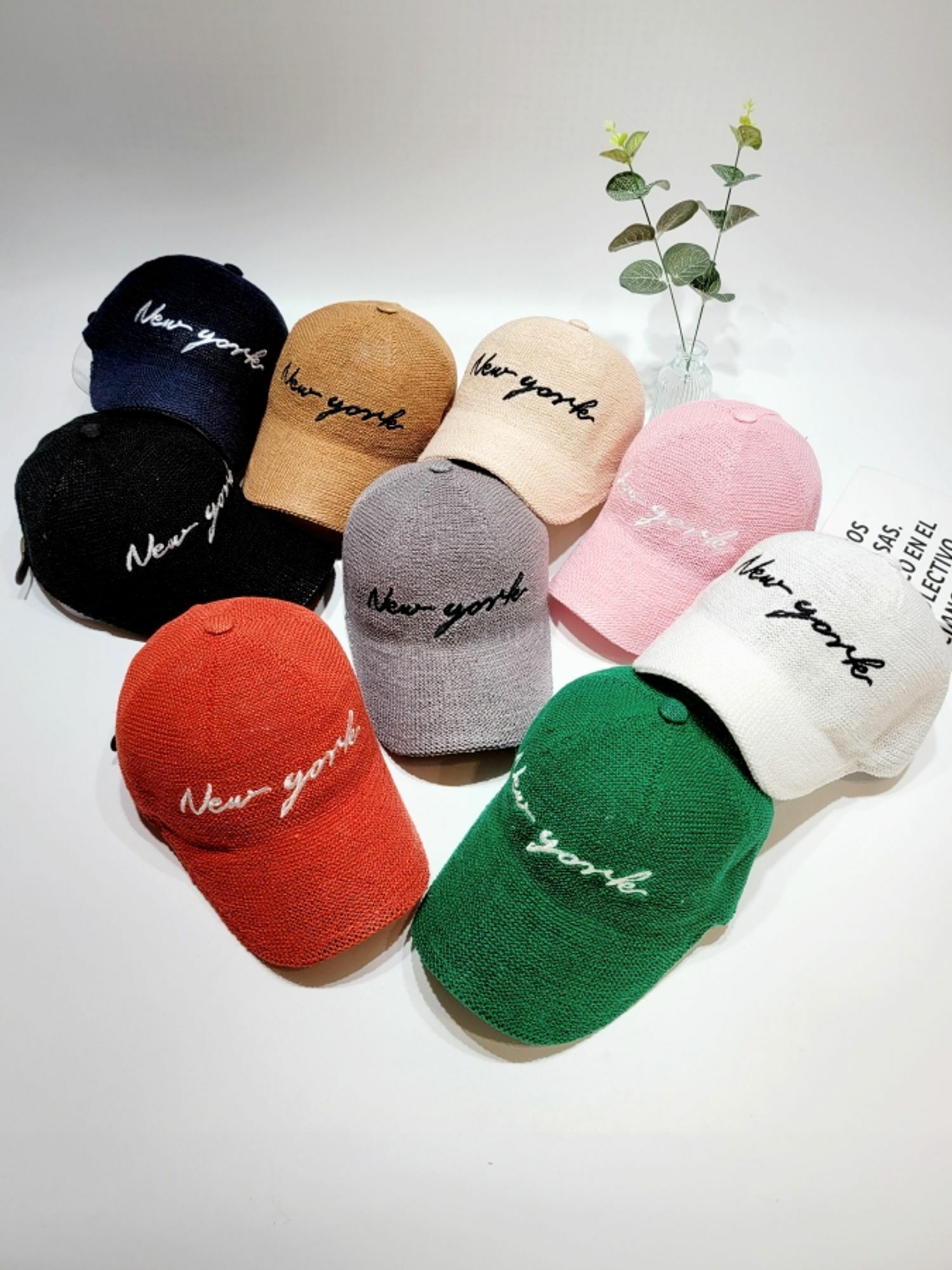 紐約刺繡亞麻針織球帽