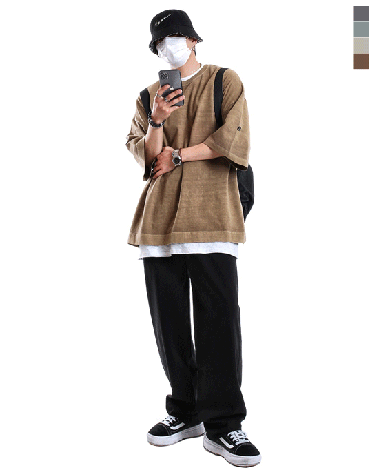 刺繡着色短袖T恤