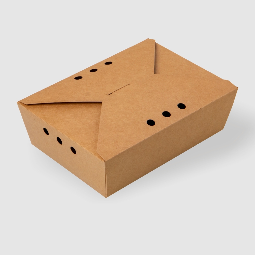 牛皮紙開洞方形餐盒 2000ml 3號