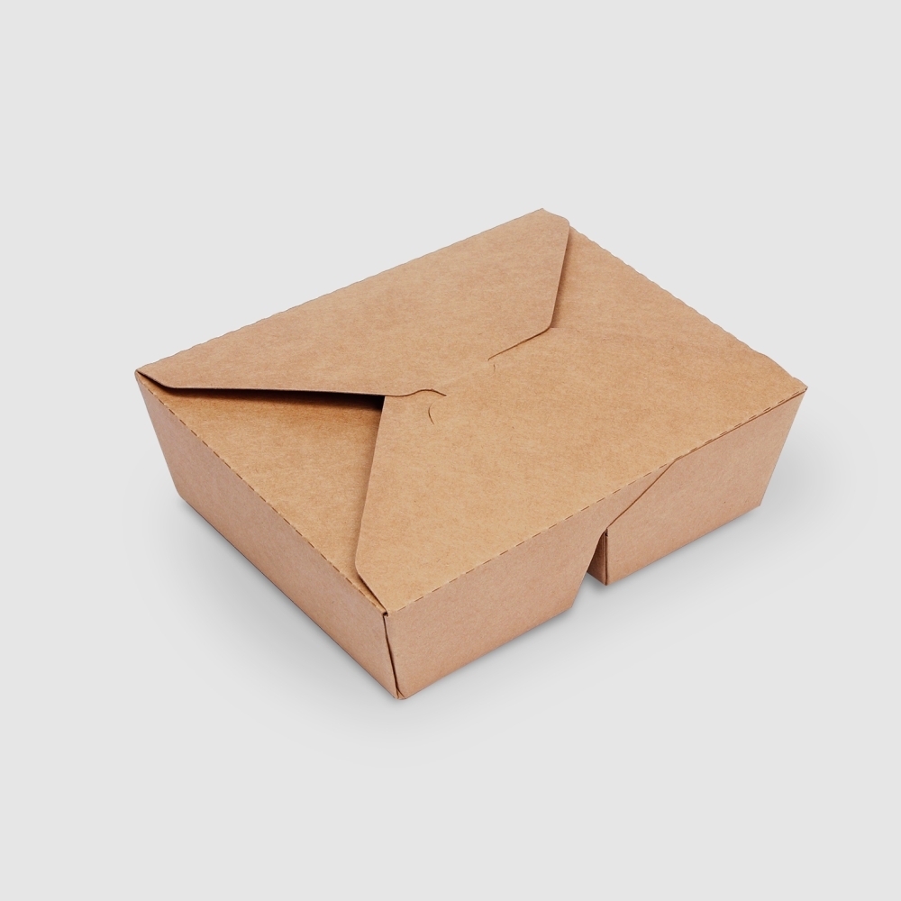 牛皮紙方形餐盒 二分格 1400ml 2號