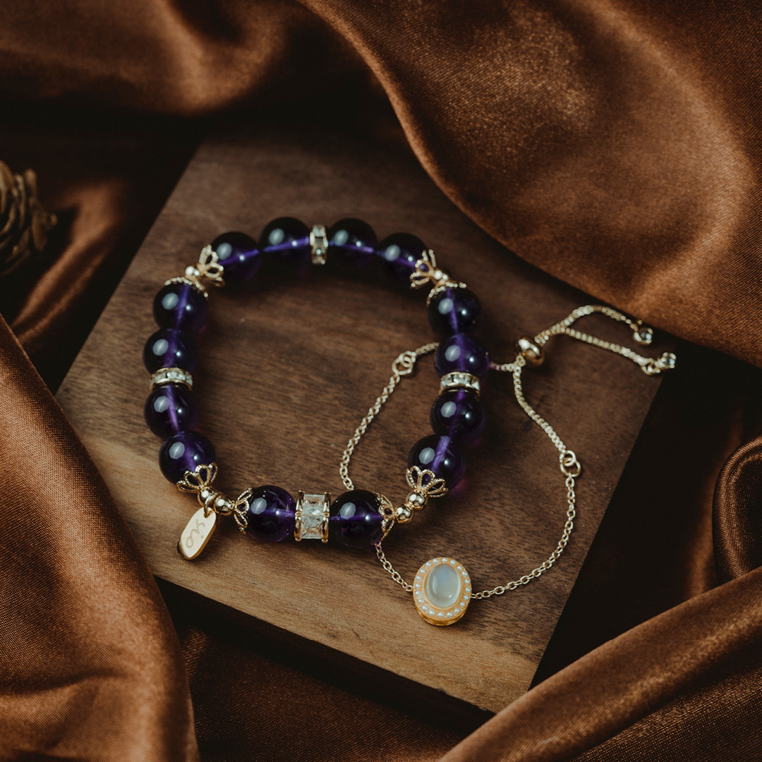 【牽心】極光-紫水晶雙鍊水晶手鍊/水晶手串