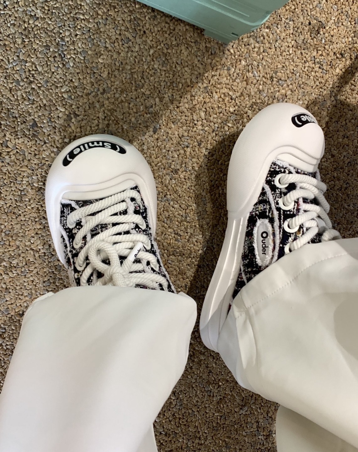 Ouder smiler 小香風拼接黑 情侶款