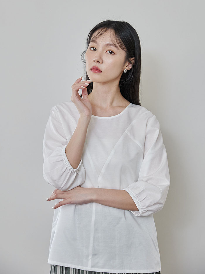 維特七分袖剪接上衣-季風