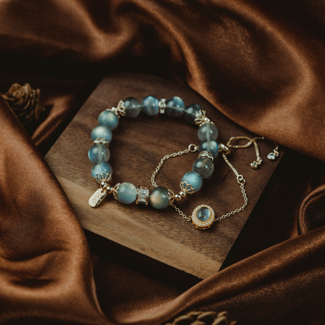 【牽心】月影-月光石雙鍊水晶手鍊/水晶手串