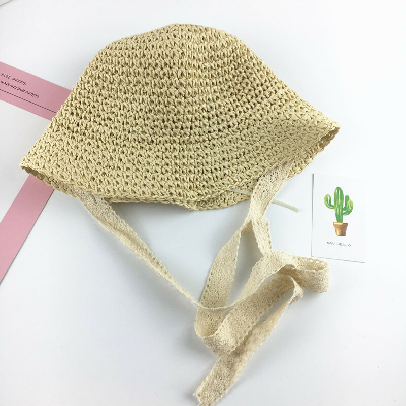 親子蕾絲綁帶草帽