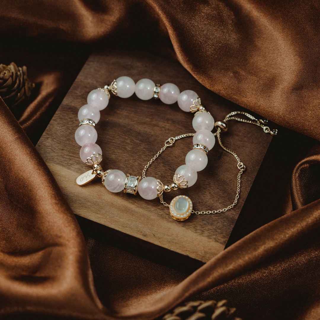 【牽心】木槿-粉水晶雙鍊水晶手鍊/水晶手串