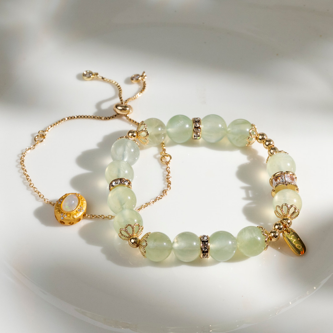 【牽心】綠柳-葡萄石雙鍊水晶手鍊/水晶手串