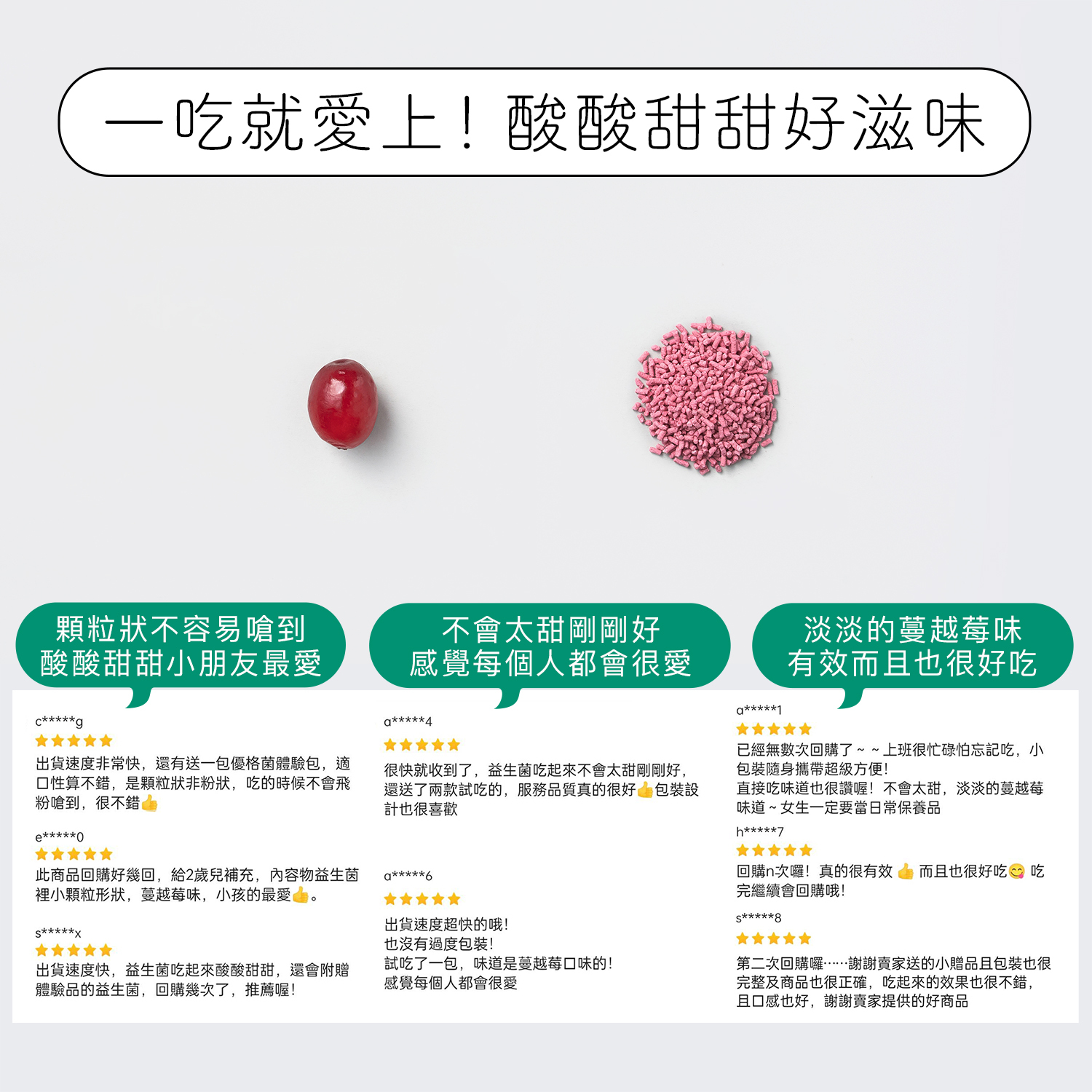一吃就愛上,酸酸甜甜好滋味,不會太甜剛剛好,小朋友最愛的益生菌風味。