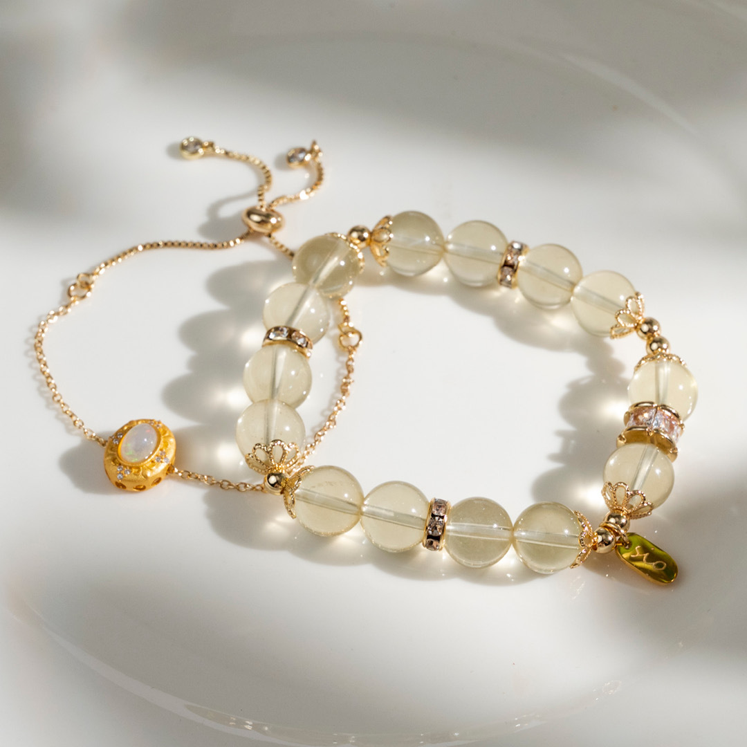 【牽心】麥穗-黃水晶雙鍊水晶手鍊/水晶手串