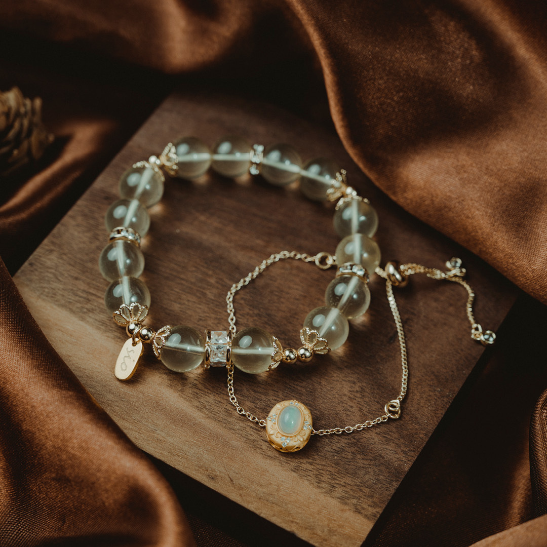 【牽心】麥穗-黃水晶雙鍊水晶手鍊/水晶手串