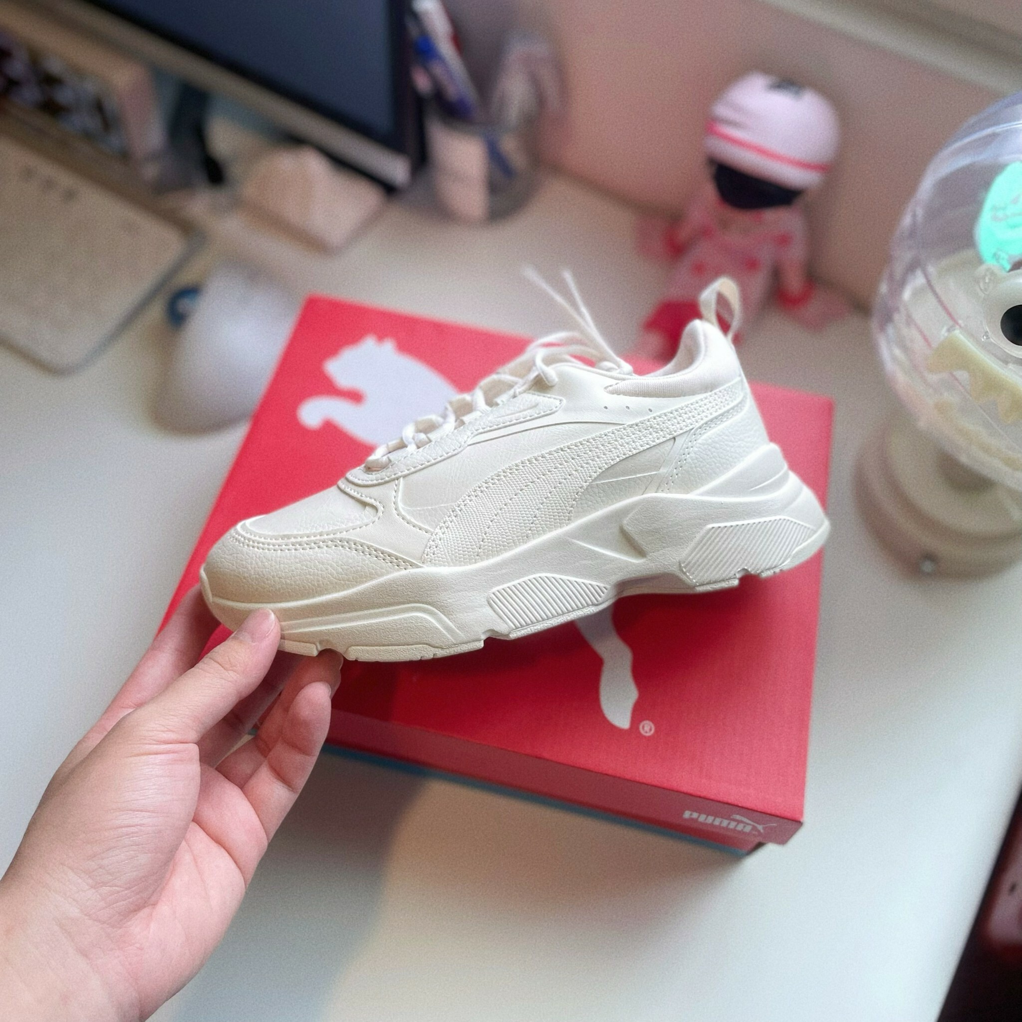 PUMA Cassia SL 燕麥奶茶 米杏色 白色 奶茶 球鞋 增高 厚底 38527903