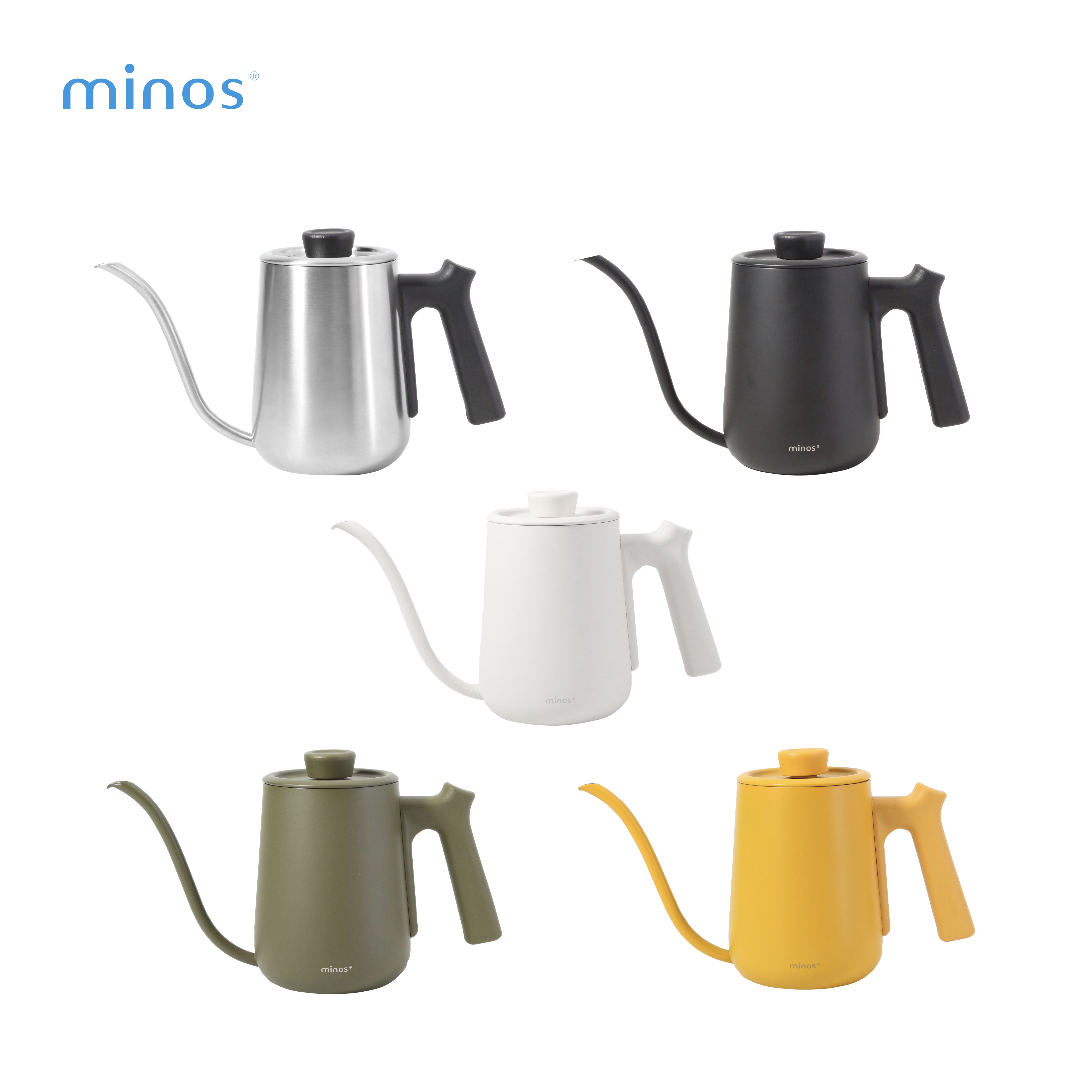 minos 手沖壺 600ml（細口壺／咖啡壺／內附刻度／5色）