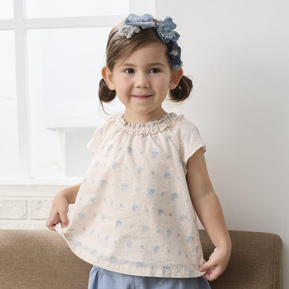 PIPPY純棉復古碎花棉質上衣 藍