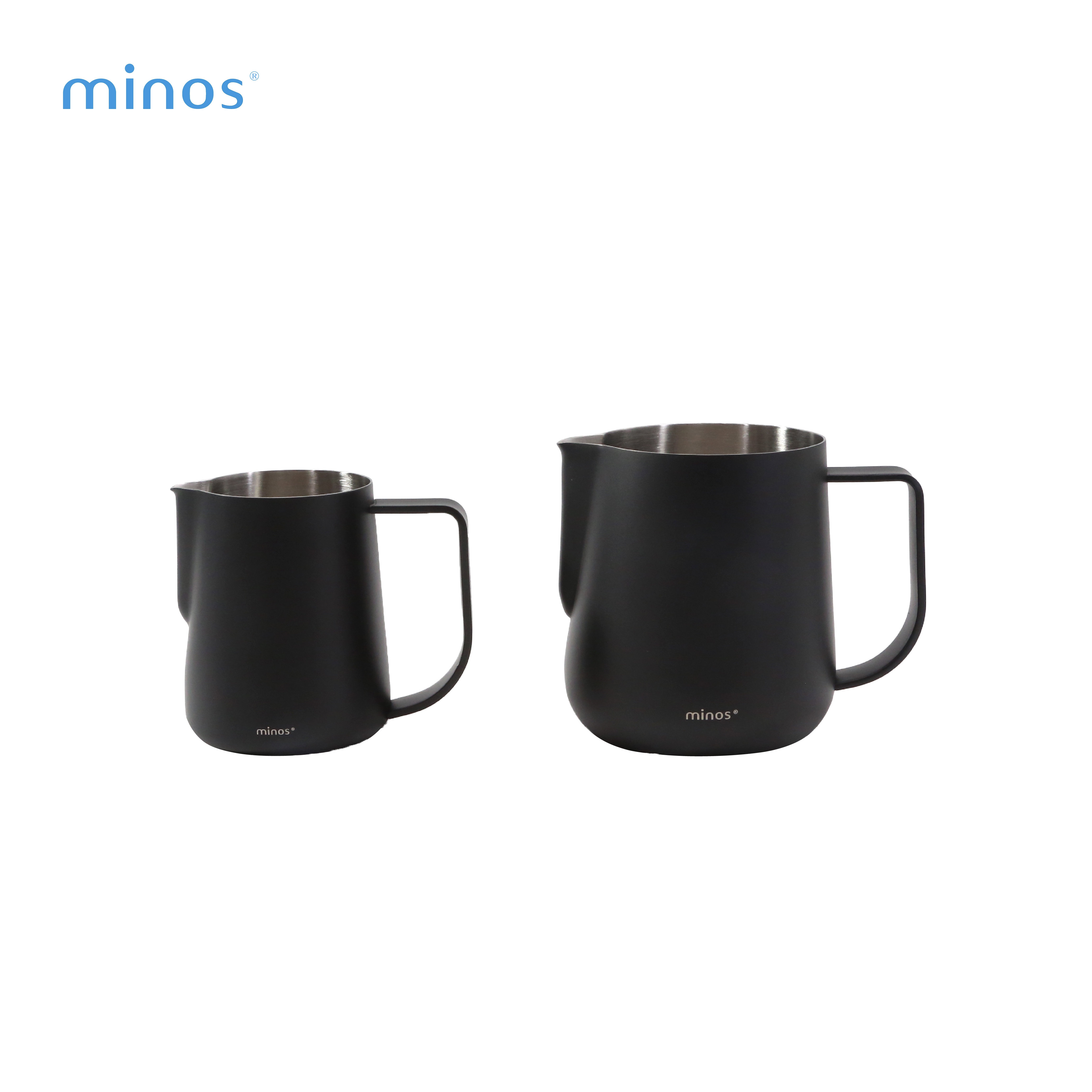 minos 不鏽鋼拉花杯（髮絲紋路／內附刻度／300ml／500ml／黑色款）