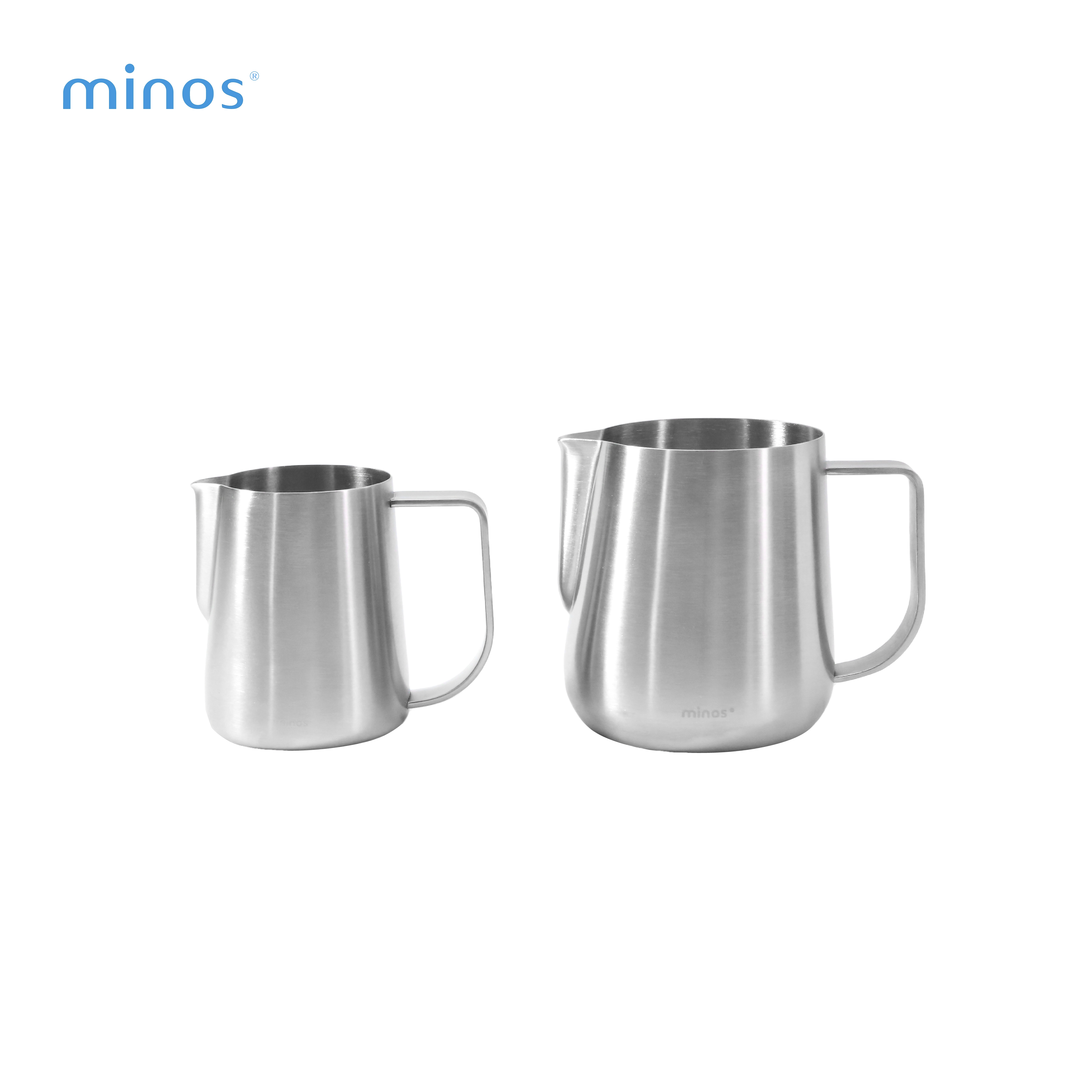 minos 不鏽鋼拉花杯（髮絲紋路／內附刻度／300ml／500ml／銀色款）