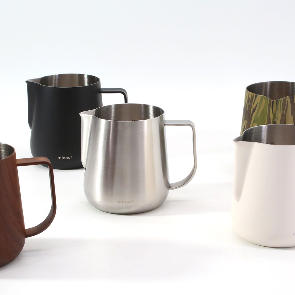 minos 不鏽鋼拉花杯（髮絲紋路／內附刻度／300ml／500ml／木紋款）