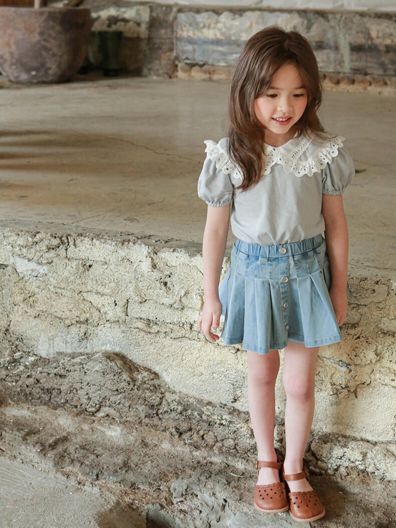 現貨出清 淺藍色100cm 百褶牛仔短裙 (內有安全褲) 2色